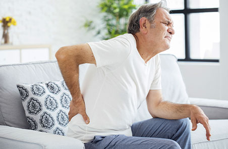 Man suffering from herniated disc